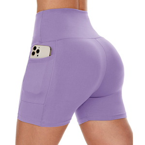 Custom 4" High Waisted Biker <strong>Shorts</strong> With Pocket for Running <strong>Cycling</strong> Super Soft Workout Yoga <strong>Shorts</strong> for <strong>Women</strong> - Product Image 2