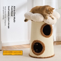 Lit pour chat en sisal, arbre à chat pliable à double niveau, gain de place, design baril à motifs, pour petits logements, utilisation quatre saisons, compact