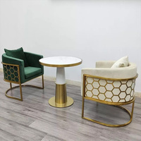 Meubles de salle à manger en or de luxe chaise d'hôtel cadre en acier inoxydable jambes fauteuil moderne bleu velours métal chaises pour restaurant