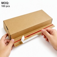 Boîte d'expédition en carton ondulé personnalisée avec bande déchirable, auto-adhésive, sans colle, impression pailletée pour emballage postal de vêtements