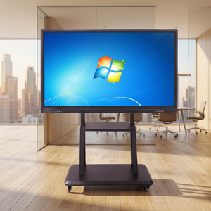 Tableau blanc interactif Hiseeview 55 pouces, écran tactile LED, système d'exploitation Windows, utilisation au bureau, support au sol noir, horizontal 16:9 Full HD - Product Image 1