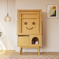 Petite maison moderne Table à manger extensible en bois massif Ensemble de chaises pliables intégrées Armoire de rangement robot Buffet pour petits