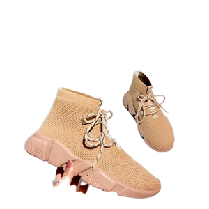 รองเท้าผ้าใบแฟชั่นแบรนด์ดังสำหรับผู้หญิงและผู้ชาย แบบสวม ทรงสูง  วัสดุผ้าฝ้ายถัก  ดีไซน์เนอร์  ขายส่ง - Product Image 1