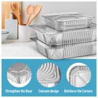 Contenant Alimentaire Jetable Grand Format pour Dinde, Barquettes de Cuisson en Aluminium avec Couvercle en Plastique/Papier Imprimé
