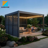 Dış Mekan Toz Boyalı Alüminyum Çerçeveli Kamelya Motorlu Panjurlu Çatı Bağımsız Biyoklimatik Pergola Teras Bahçesi İçin