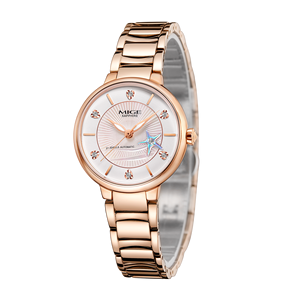 Reloj mecánico de moda para mujer con fecha automática y esfera redonda de acero inoxidable personalizado - Product Image 1