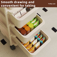 Armoire de rangement de chevet en plastique de style crème, chariot mobile sur pied, petite étagère à 5 niveaux, rangement pour collations, jouets pour bébés, chambre à coucher
