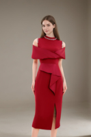 Robe de soirée midi élégante à épaules dénudées avec volants, robe de soirée formelle sexy pour cocktail, mariage, bal de promo, mère de la mariée, grande taille