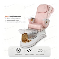 Fauteuil de pédicure électrique rose de luxe pour salon de beauté, avec fonction massage et spa pour les pieds, mobilier de salon