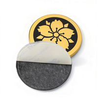 Étiquette Métallique Ronde OEM en Émail Motif Floral, Plaqué Or, pour Boîte Cadeau Cosmétique et Parfum, Décoration Personnalisée de Marque