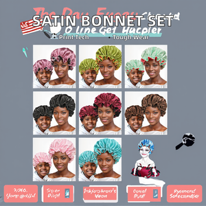 ชุดหมวกซาตินสั่งทำขายส่ง แบบสองชั้น กลับด้านได้ สำหรับแม่และลูกสาว หลายสี ใช้ได้ทุกวัน เป็นของขวัญที่สมบูรณ์แบบสำหรับคุณแม่ - Product Image 2