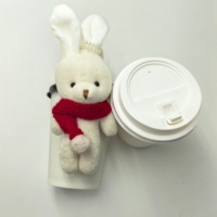 Porte-clés en peluche personnalisé DIY en gros, lapin Teddy, lapin miniature doux, jouet en peluche pour paille de tasse à café