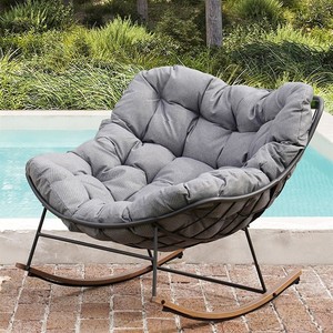 Sedia a dondolo da esterno/interno con cuscino, poltrona lounge <span class=keywords><strong>per</strong></span> patio e balcone, comoda poltrona relax <span class=keywords><strong>per</strong></span> casa e <span class=keywords><strong>giardino</strong></span> - Product Image 2