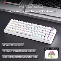 Ajazz AK690 Wired Mechanical Keyboard with Metal Knob, 68 Keys, Hot-Swappable, Suitable for Laptops/Pc Rainbow Light