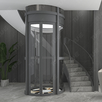 Petit ascenseur domestique personnalisable, ascenseur domestique en verre rond pour villa de luxe