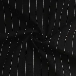 Anti-Wrinkle Pull Resistant Rayon Polyester Spandex Yarn Dye Stripes Stretch Ponte De Roma Fabric For Suits Trousers
