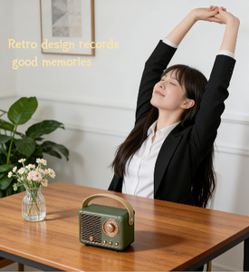 ลำโพงบลูทูธสไตล์วินเทจเรโทรสำหรับโฮมเธียเตอร์ พร้อมระบบชาร์จไร้สายและเสียงสเตอริโอวิดีโอ 3 มิติ วิทยุไร้สาย และดีไซน์แบบพกพา - Product Image 4