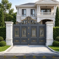Portail battant double coulissant de style européen en aluminium thermolaqué, durable, pour villa, entrée principale, garantie 5 ans