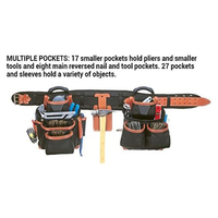 Ceinture à outils professionnelle haut de gamme 4 pièces CanvasCraft 51452 pour charpentiers, adaptée aux tailles régulières et plus grandes, noir et marron