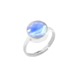 925 argent Sterling bague réglable coupe ronde arc-en-ciel pierre de lune éternité lunette réglage classique Boho Style anniversaire anniversaire - Product Image 4