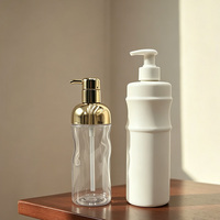 Flacon pompe en plastique PET vide, conteneur avec pompe électroplaquée, logo personnalisé, emballage cosmétique pour shampoing, lotion corporelle, soins de la peau