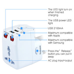 Dual Fuse 2 lampu indikator Universal, Charger perjalanan seluler dengan 2 port USB Plug Adapter adaptor pengisi daya USB - Product Image 2