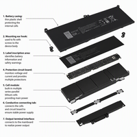 Baterai Laptop Bisnis 7.6V 60Wh 4 Sel Li-ion Built-in F3YGT 0F3YGT untuk Dell Latitude E7480 E7280 E7380 E7490 E7290