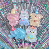 Accessoires DIY pour fête d'anniversaire : Coque de téléphone en résine plastique transparente à paillettes, motifs animaux (lapin, éléphant) imprimés, pour colle crème
