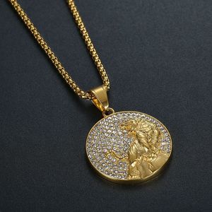 Yunnique – collier avec pendentif tigre en acier inoxydable plaqué or, avec strass, design du zodiaque animal, bijoux à la mode unisexes - Product Image 4