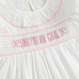 Vestido de Algodón con Letras y Logotipo Personalizado para Bebé, Ropa Infantil de Verano, Cuello Redondo, Manga Abombada, 1 Unidad - Product Image 4