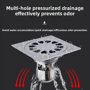 Siphon de sol carré moderne en acier inoxydable 304 gris anthracite anti-odeur pour douche, toilettes, salle de bain et machine à laver - Product Image 4