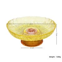 En gros, Bol à fruits sur piédestal en verre ambré martelé, Assiette à collation, Qualité alimentaire, Logo personnalisé, pour la décoration d'hôtels et de maisons, Centre de table de mariage