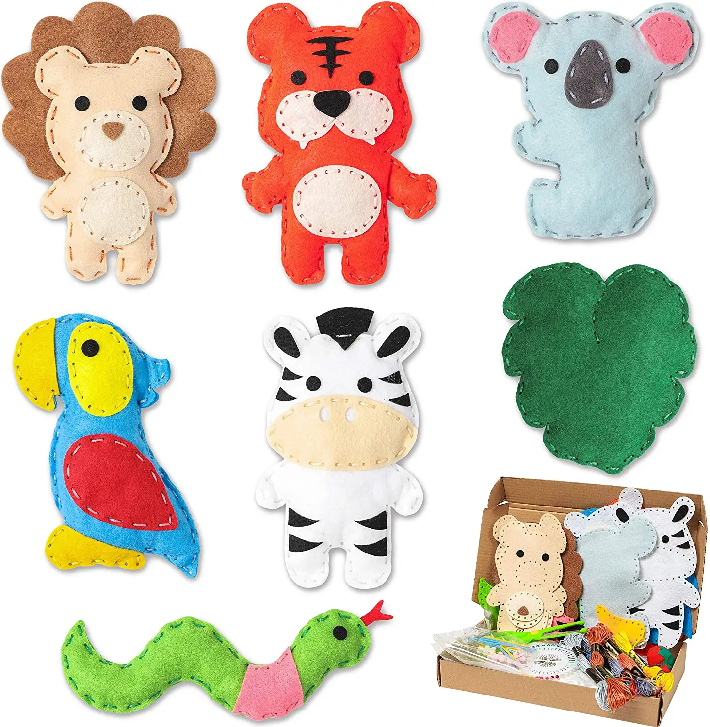 Creative activity jungle party supplies girls boys wild animals mini diy craft sewing kit for kids diy art craft