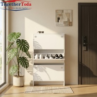 Meuble à chaussures moderne en acier écologique, grande capacité de rangement, ultra-fin, avec couvercle rabattable, pour l'entrée de la maison