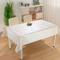 Nappe de table rectangulaire imperméable RNPT en tissu blanc nacré irisé avec motif discret pour restaurant