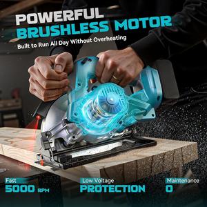 <span class=keywords><strong>Sierra</strong></span> <span class=keywords><strong>Circular</strong></span> Inalámbrica MARS de 7-1/4 Pulgadas, Compatible con Batería de 18 V, Guía Láser Eléctrica, 2 Hojas (24T/40T), Corte en Ángulo de 0-45 Grados - Product Image 2