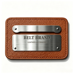 Personalized Etched Stainless Steel Name Badge Leather Backing Custom Brand Plates for <b>Wallets</b> Backpacks Garment Accessories - Product Image 3