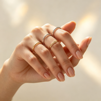 3Pcs Stackable Rings Set Women Men 304 Stainless Steel 18K Gold Plated Plain Band Non-Fade Minimalist Couple Rings