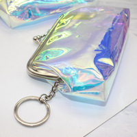 Logo Kustom PVC Kantong Koin Dompet Wanita Kunci Tas Kosmetik Gesper Clutch Dompet Koin Gesper Snap Penutupan Tas Lipstik