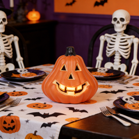 Realistische Plastik-Kürbis-Jack-O'-Lantern-Leuchte, Batteriebetrieben & Wasserdicht für Halloween-Dekoration im Freien