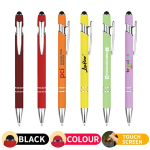 Aluminum Ballpoint Pen With Soft Rubber Touch Screens Cheap Custom Logo For Mobile Phone Ball Pen With Logo