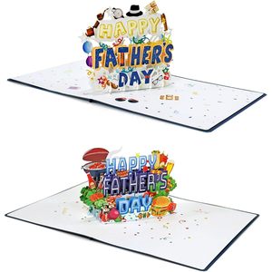 Carte de vœux 3D pop-up pour la fête des pères, imprimée en 4 couleurs, découpée au laser, en papier rectangulaire, vernie UV, carte de fête - Product Image 4