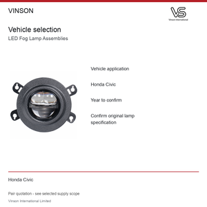Conjunto de Faros Antiniebla LED para Honda Civic, Luz Blanca, Referencia - Product Image 5