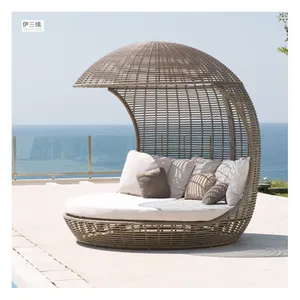 Mobili in vimini da esterno in Rattan divano letto giardino vimini lettino da sole a bordo piscina Hotel spiaggia e lettino in Rattan divano divano letto