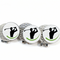 Marqueur de balle de golf en alliage de zinc SY durable de 25 mm, moulé sous pression, avec clip pour chapeau et motif teinté, pour usage intérieur/extérieur
