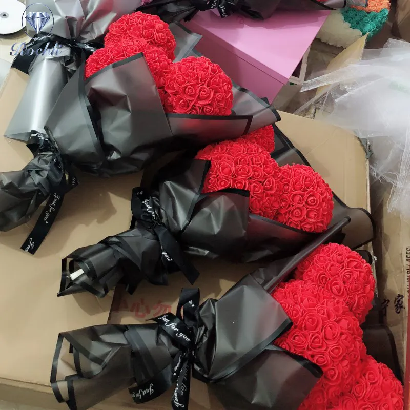 गर्म बिक्री पीई गुलाब मिकी गुलाब सिर उपहार वेलेंटाइन गुलाब के लिए मिकी भालू उपहार के साथ कागज गुलदस्ता धारक