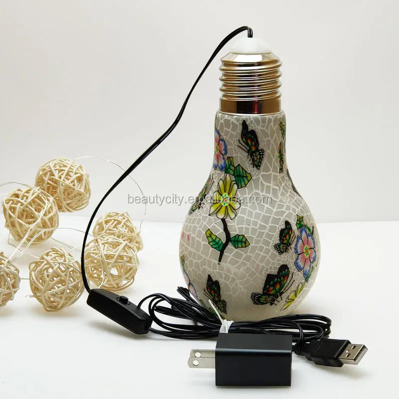 USB Power The newest Hanging Glass beverage bottle lamp with LED light Polymer clay filament light