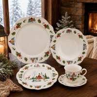 Ensemble de vaisselle de Noël en céramique de 20 pièces, collection de fêtes, vaisselle en porcelaine européenne festive, boîte cadeau OEM ODM