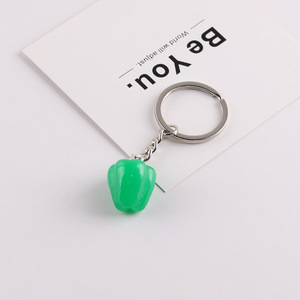 Porte-clés Pendentif Piment en Alliage de Zinc Rouge Jaune Vert, Forme Alimentaire, Cadeau, Breloque, Accessoire - Product Image 4