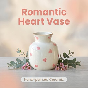 <span class=keywords><strong>Vaso</strong></span> in Ceramica a Forma di <span class=keywords><strong>Cuore</strong></span> Dipinto a Mano, Stile Romantico Francese Dolce e Trendy Regalo per San Valentino e Feste di Matrimonio. - Product Image 2
